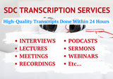 I will transcribe audio video interviews podcast transcripts (20 minutes)